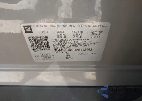 2021 Chevrolet Blazer Fwd 2Lt из США, поврежденный, VIN 3GNKBCRS9MS552062